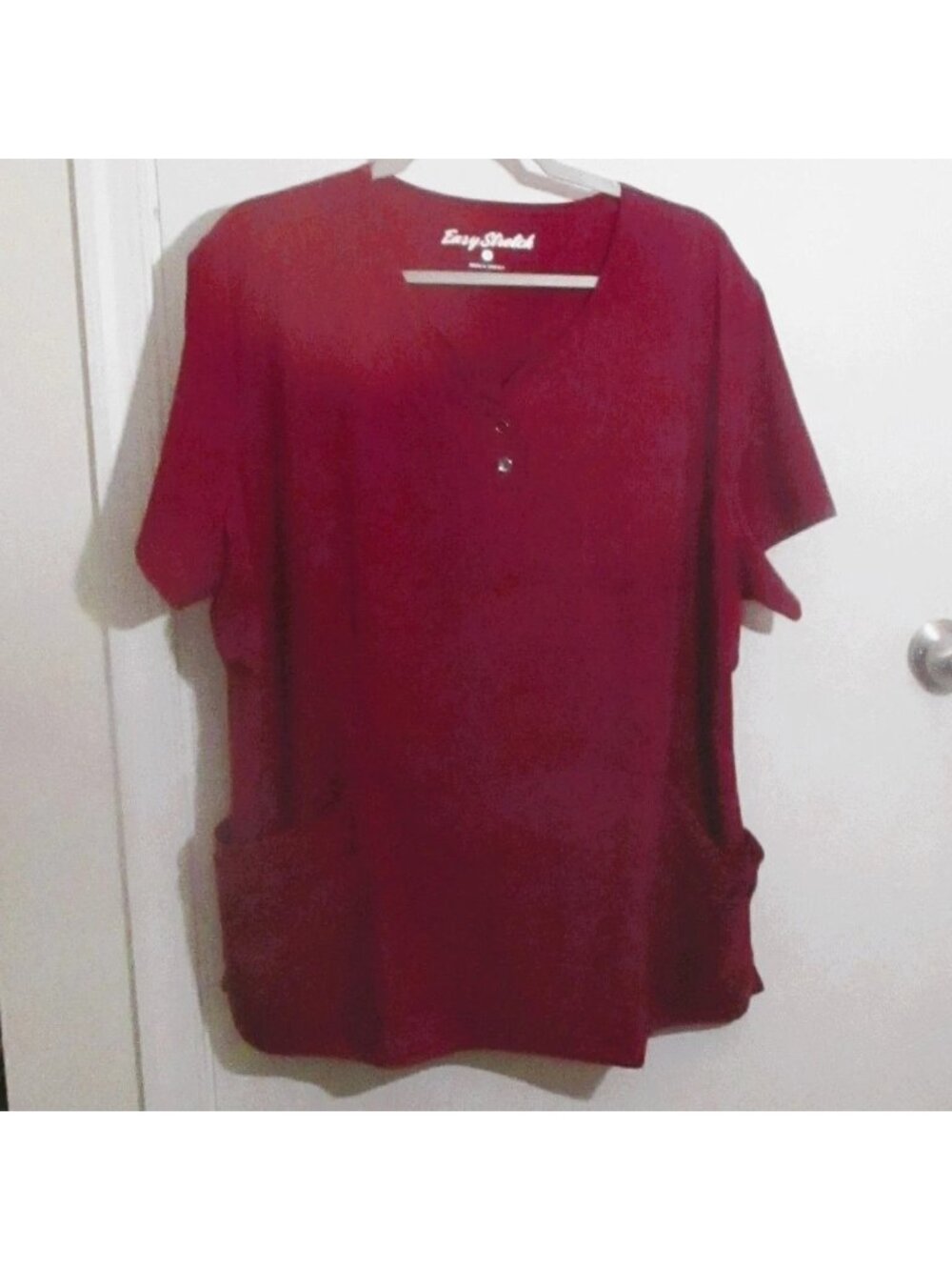 Burgundy Scrub Set 2X Easy Stretch & Devine Curves Spandex V-Neck Top & Elastic